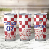 Croatia Football 2025 Custom Tumbler Cup White Hrvatska Kockasti - Pula Arena