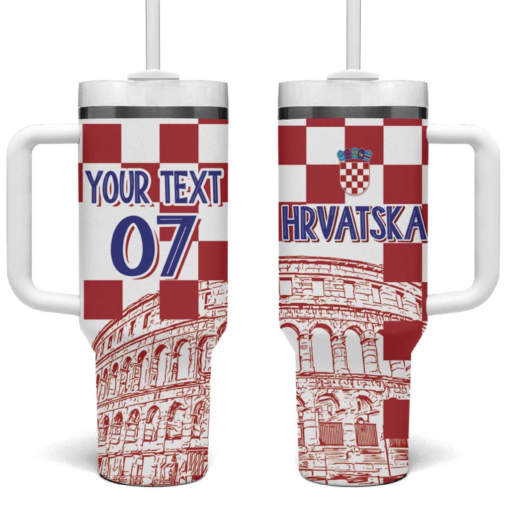 Croatia Football 2025 Custom Tumbler With Handle White Hrvatska Kockasti - Pula Arena