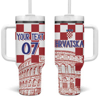 Croatia Football 2025 Custom Tumbler With Handle White Hrvatska Kockasti - Pula Arena