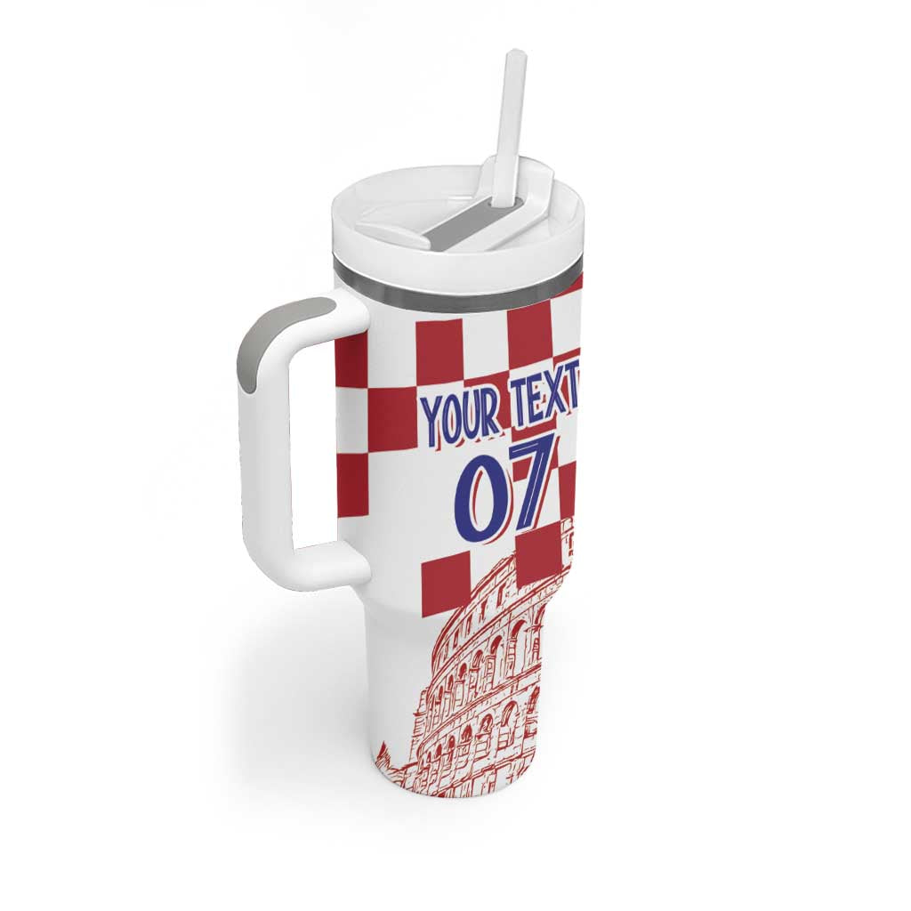 Croatia Football 2025 Custom Tumbler With Handle White Hrvatska Kockasti - Pula Arena