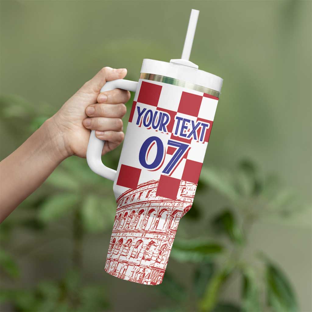 Croatia Football 2025 Custom Tumbler With Handle White Hrvatska Kockasti - Pula Arena