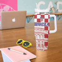 Croatia Football 2025 Custom Tumbler With Handle White Hrvatska Kockasti - Pula Arena