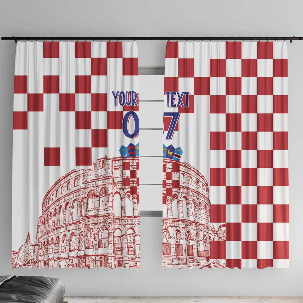 Croatia Football 2025 Custom Window Curtain White Hrvatska Kockasti - Pula Arena