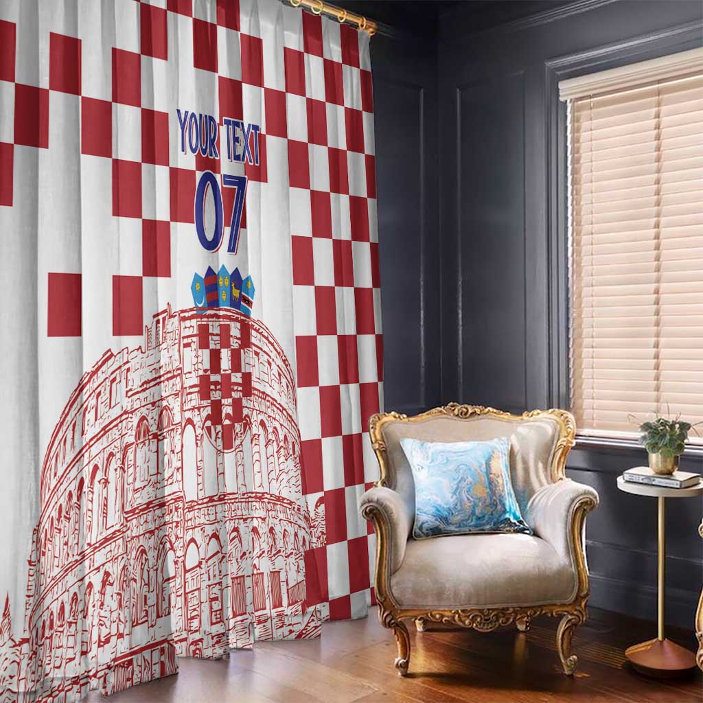 Croatia Football 2025 Custom Window Curtain White Hrvatska Kockasti - Pula Arena