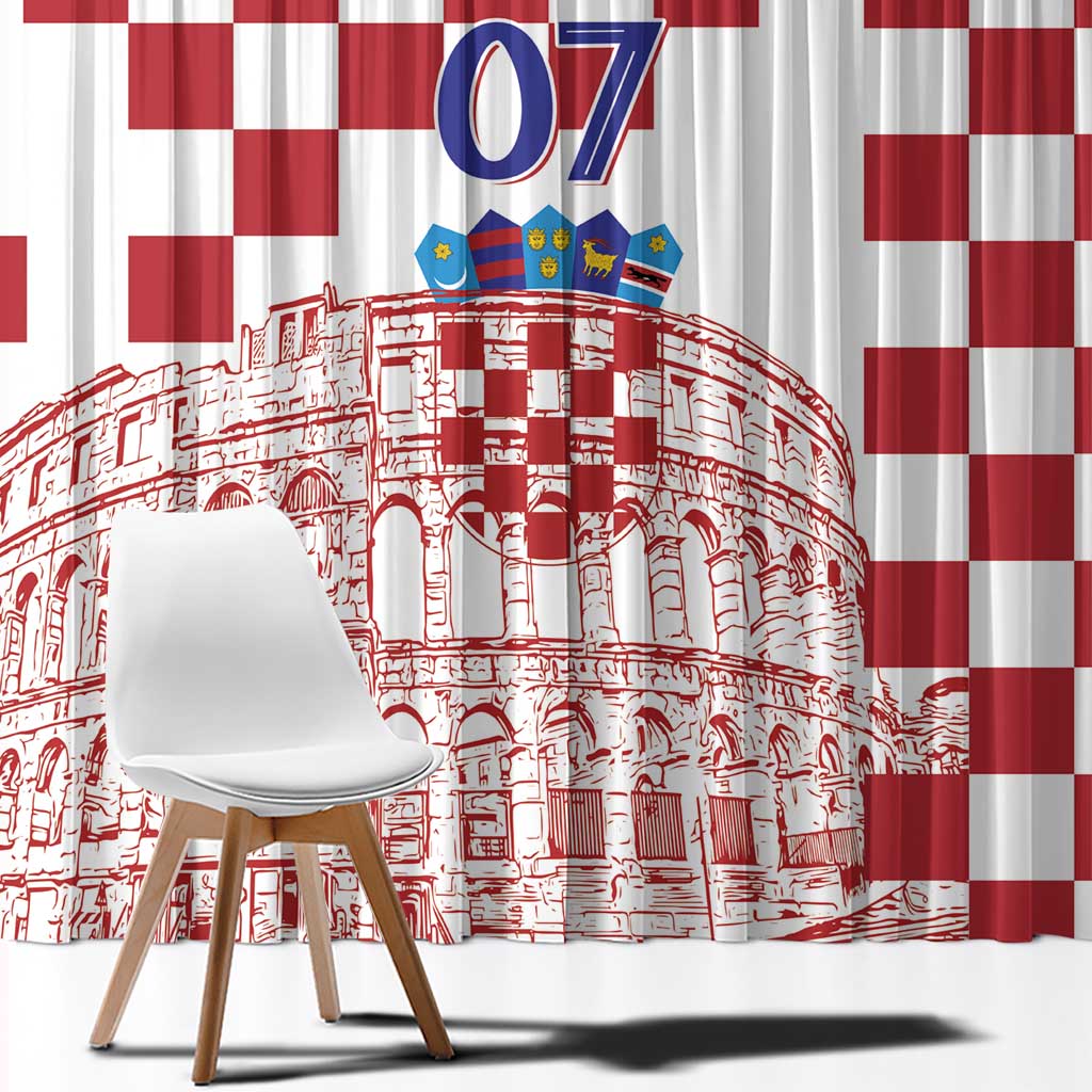 Croatia Football 2025 Custom Window Curtain White Hrvatska Kockasti - Pula Arena