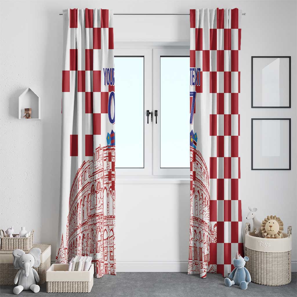 Croatia Football 2025 Custom Window Curtain White Hrvatska Kockasti - Pula Arena