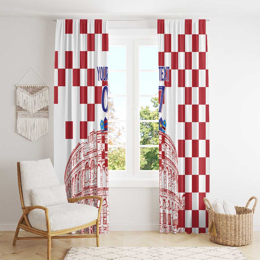 Croatia Football 2025 Custom Window Curtain White Hrvatska Kockasti - Pula Arena
