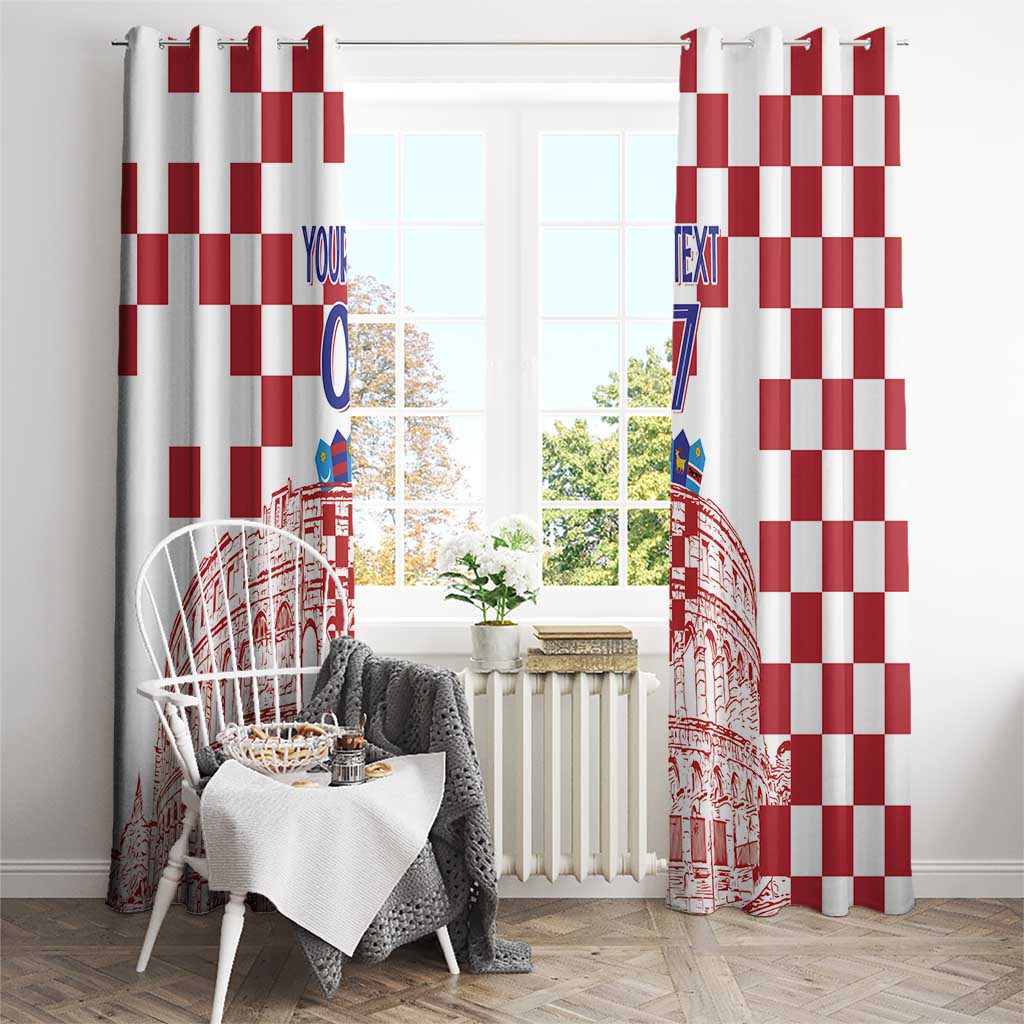 Croatia Football 2025 Custom Window Curtain White Hrvatska Kockasti - Pula Arena