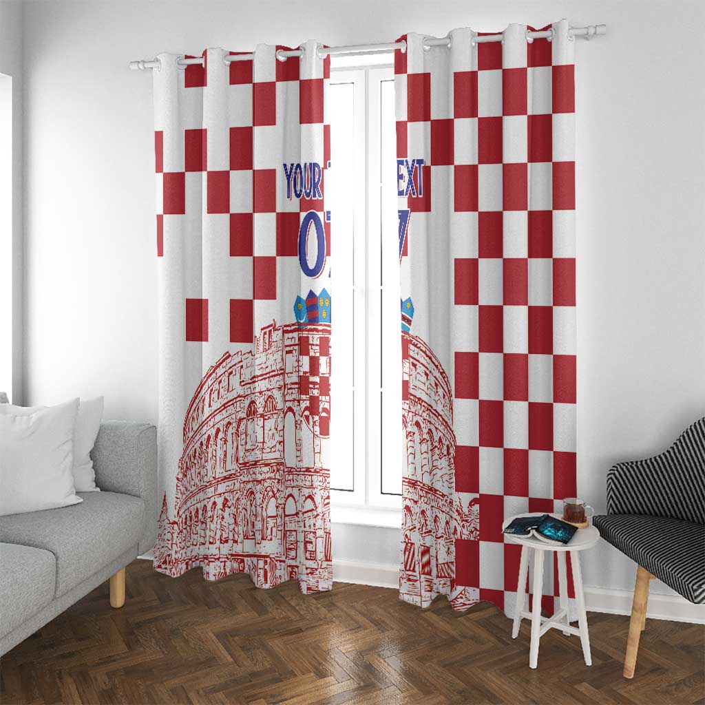 Croatia Football 2025 Custom Window Curtain White Hrvatska Kockasti - Pula Arena