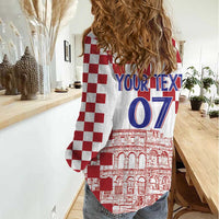 Croatia Football 2025 Custom Women Casual Shirt White Hrvatska Kockasti - Pula Arena