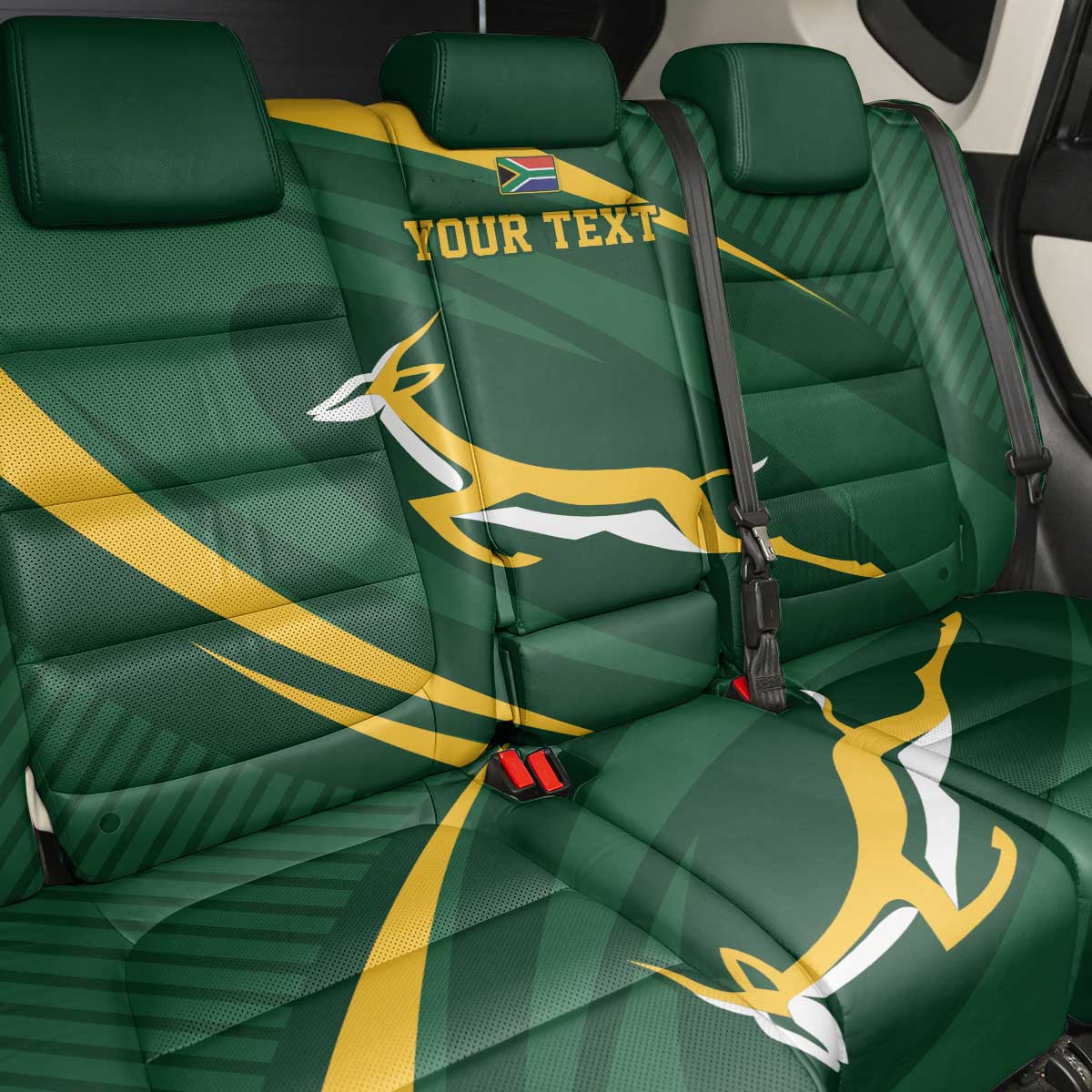 Personalized South Africa Rugby Bokke Back Car Seat Cover Minimalism Style