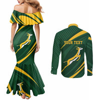 Personalized South Africa Rugby Bokke Couples Matching Mermaid Dress and Long Sleeve Button Shirt Minimalism Style
