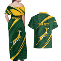 Personalized South Africa Rugby Bokke Couples Matching Off Shoulder Maxi Dress and Hawaiian Shirt Minimalism Style