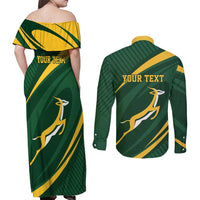 Personalized South Africa Rugby Bokke Couples Matching Off Shoulder Maxi Dress and Long Sleeve Button Shirt Minimalism Style