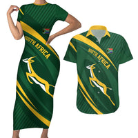 Personalized South Africa Rugby Bokke Couples Matching Short Sleeve Bodycon Dress and Hawaiian Shirt Minimalism Style