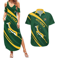 Personalized South Africa Rugby Bokke Couples Matching Summer Maxi Dress and Hawaiian Shirt Minimalism Style