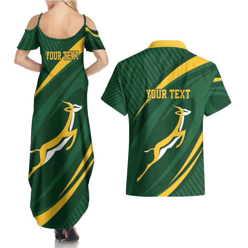 Personalized South Africa Rugby Bokke Couples Matching Summer Maxi Dress and Hawaiian Shirt Minimalism Style