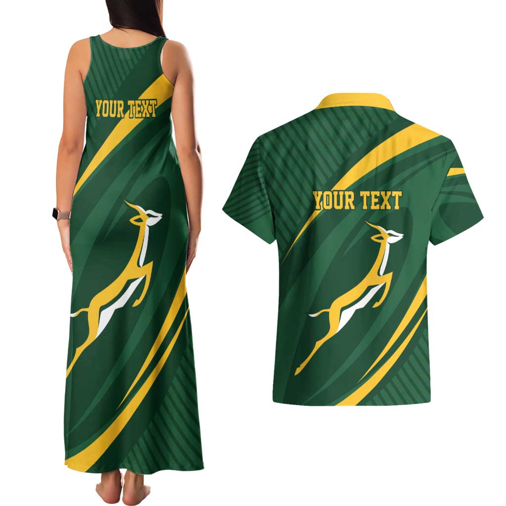 Personalized South Africa Rugby Bokke Couples Matching Tank Maxi Dress and Hawaiian Shirt Minimalism Style