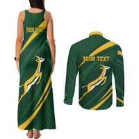 Personalized South Africa Rugby Bokke Couples Matching Tank Maxi Dress and Long Sleeve Button Shirt Minimalism Style
