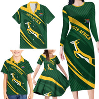 Personalized South Africa Rugby Bokke Family Matching Long Sleeve Bodycon Dress and Hawaiian Shirt Minimalism Style