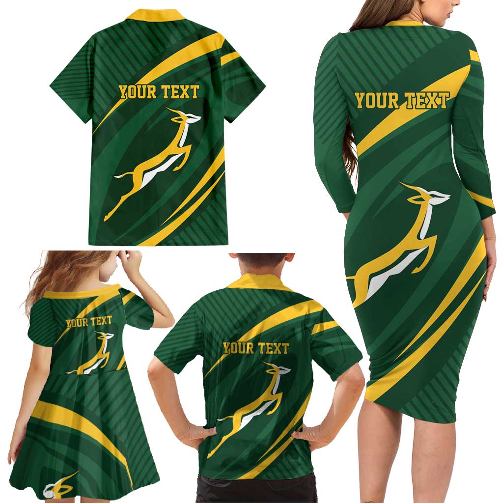 Personalized South Africa Rugby Bokke Family Matching Long Sleeve Bodycon Dress and Hawaiian Shirt Minimalism Style