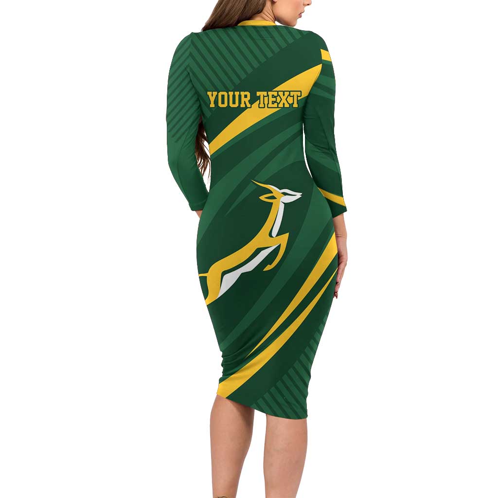 Personalized South Africa Rugby Bokke Family Matching Long Sleeve Bodycon Dress and Hawaiian Shirt Minimalism Style