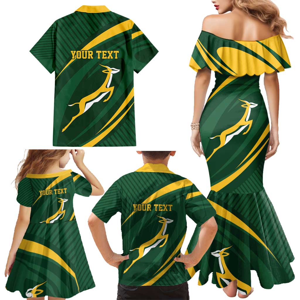 Personalized South Africa Rugby Bokke Family Matching Mermaid Dress and Hawaiian Shirt Minimalism Style