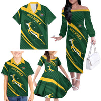 Personalized South Africa Rugby Bokke Family Matching Off The Shoulder Long Sleeve Dress and Hawaiian Shirt Minimalism Style