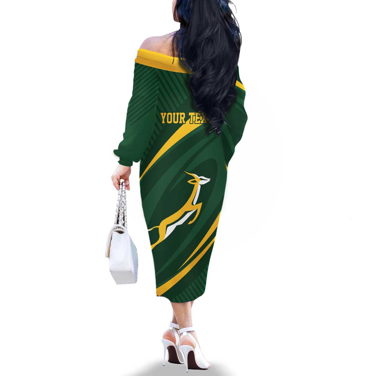 Personalized South Africa Rugby Bokke Family Matching Off The Shoulder Long Sleeve Dress and Hawaiian Shirt Minimalism Style