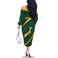 Personalized South Africa Rugby Bokke Family Matching Off The Shoulder Long Sleeve Dress and Hawaiian Shirt Minimalism Style