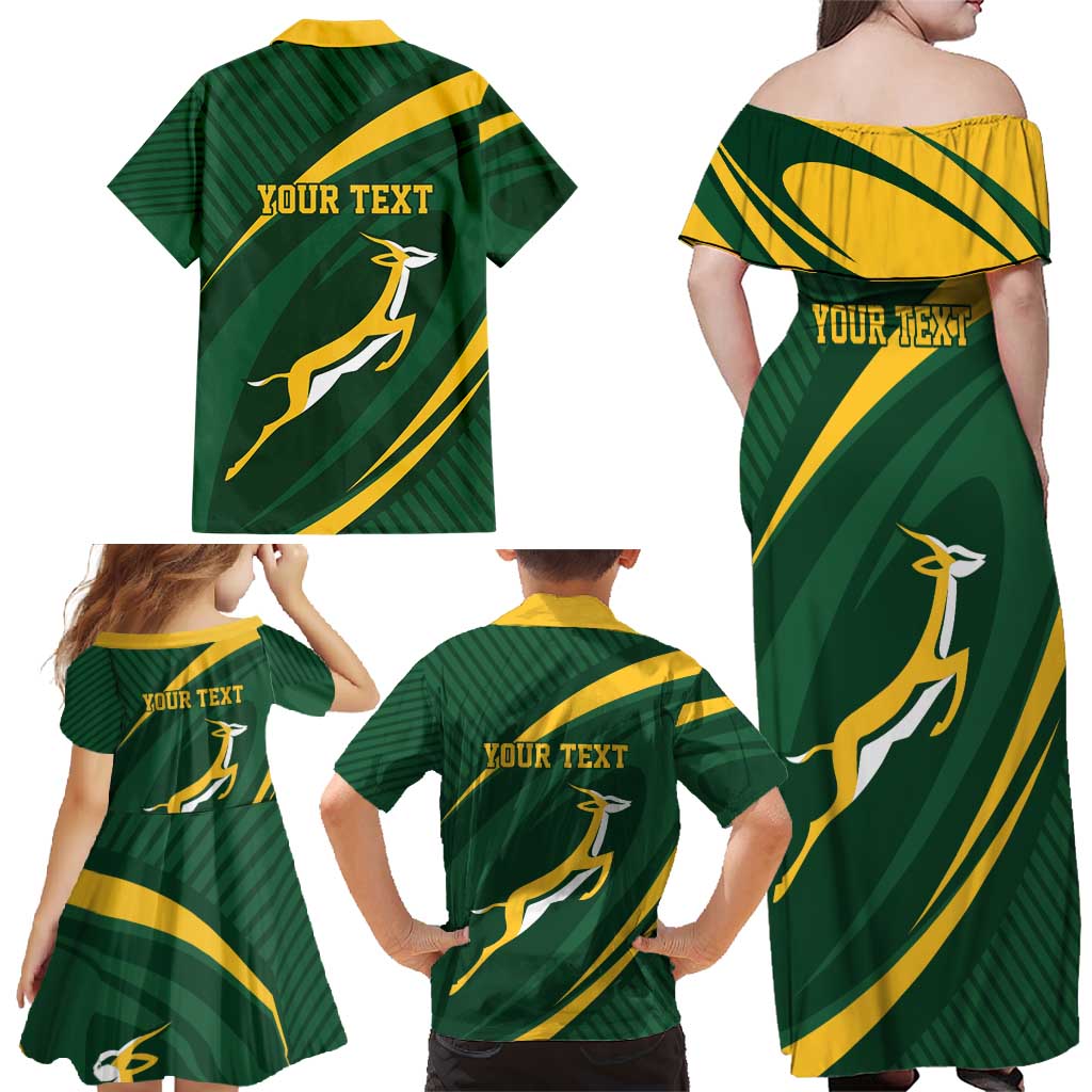 Personalized South Africa Rugby Bokke Family Matching Off Shoulder Maxi Dress and Hawaiian Shirt Minimalism Style