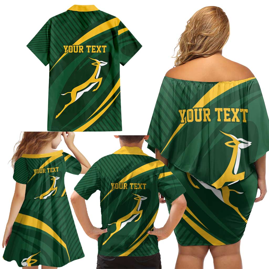 Personalized South Africa Rugby Bokke Family Matching Off Shoulder Short Dress and Hawaiian Shirt Minimalism Style