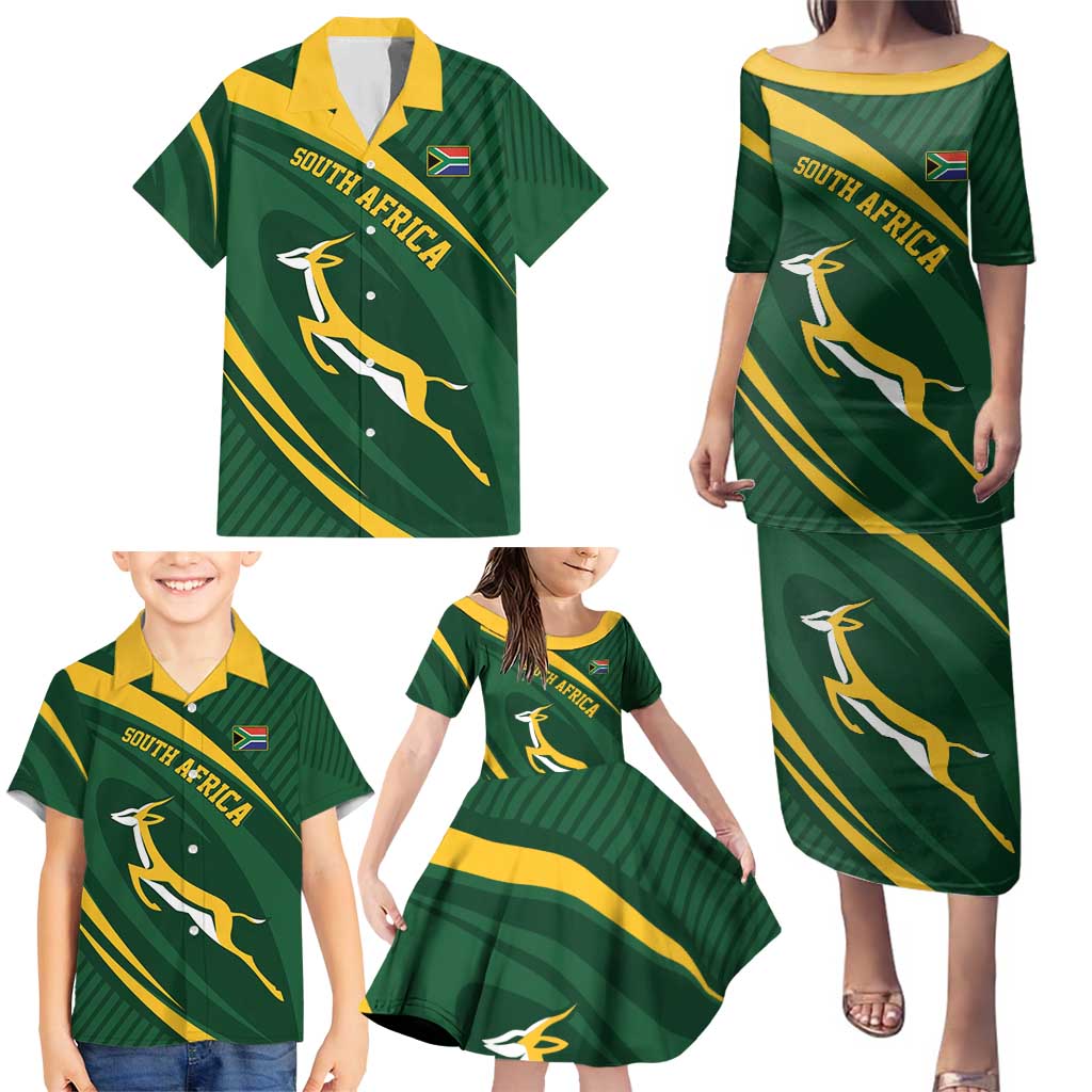 Personalized South Africa Rugby Bokke Family Matching Puletasi and Hawaiian Shirt Minimalism Style