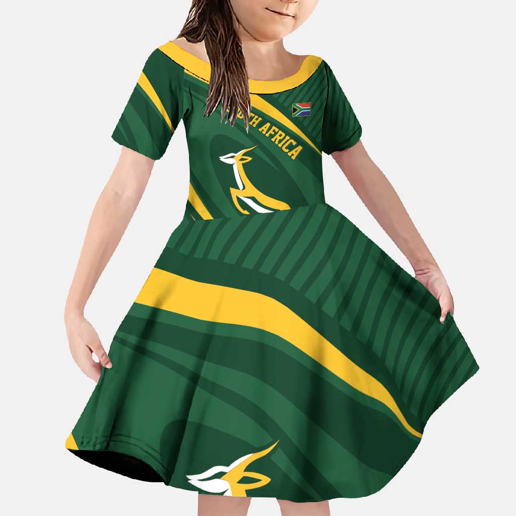 Personalized South Africa Rugby Bokke Family Matching Short Sleeve Bodycon Dress and Hawaiian Shirt Minimalism Style