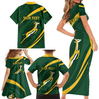 Personalized South Africa Rugby Bokke Family Matching Short Sleeve Bodycon Dress and Hawaiian Shirt Minimalism Style