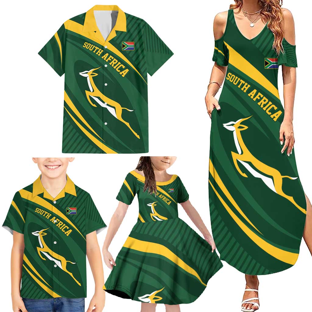 Personalized South Africa Rugby Bokke Family Matching Summer Maxi Dress and Hawaiian Shirt Minimalism Style
