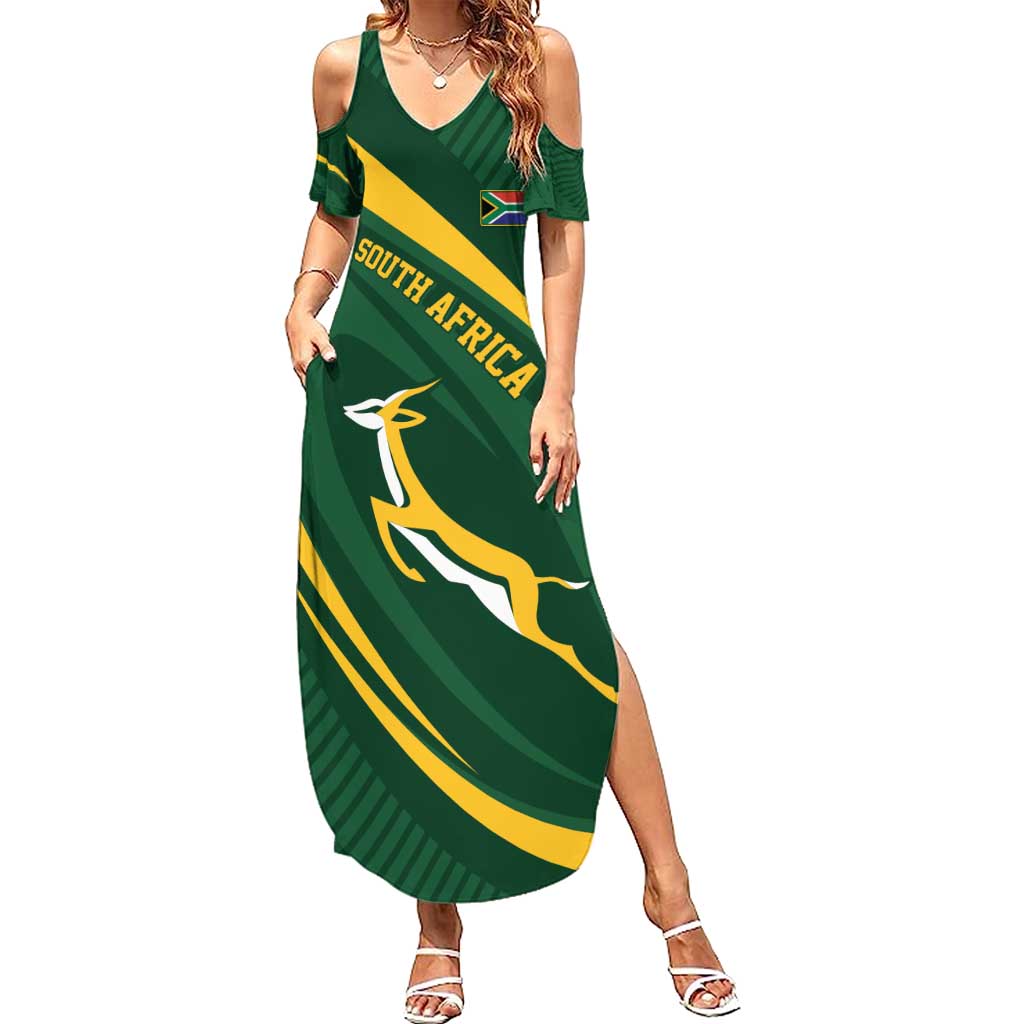 Personalized South Africa Rugby Bokke Family Matching Summer Maxi Dress and Hawaiian Shirt Minimalism Style