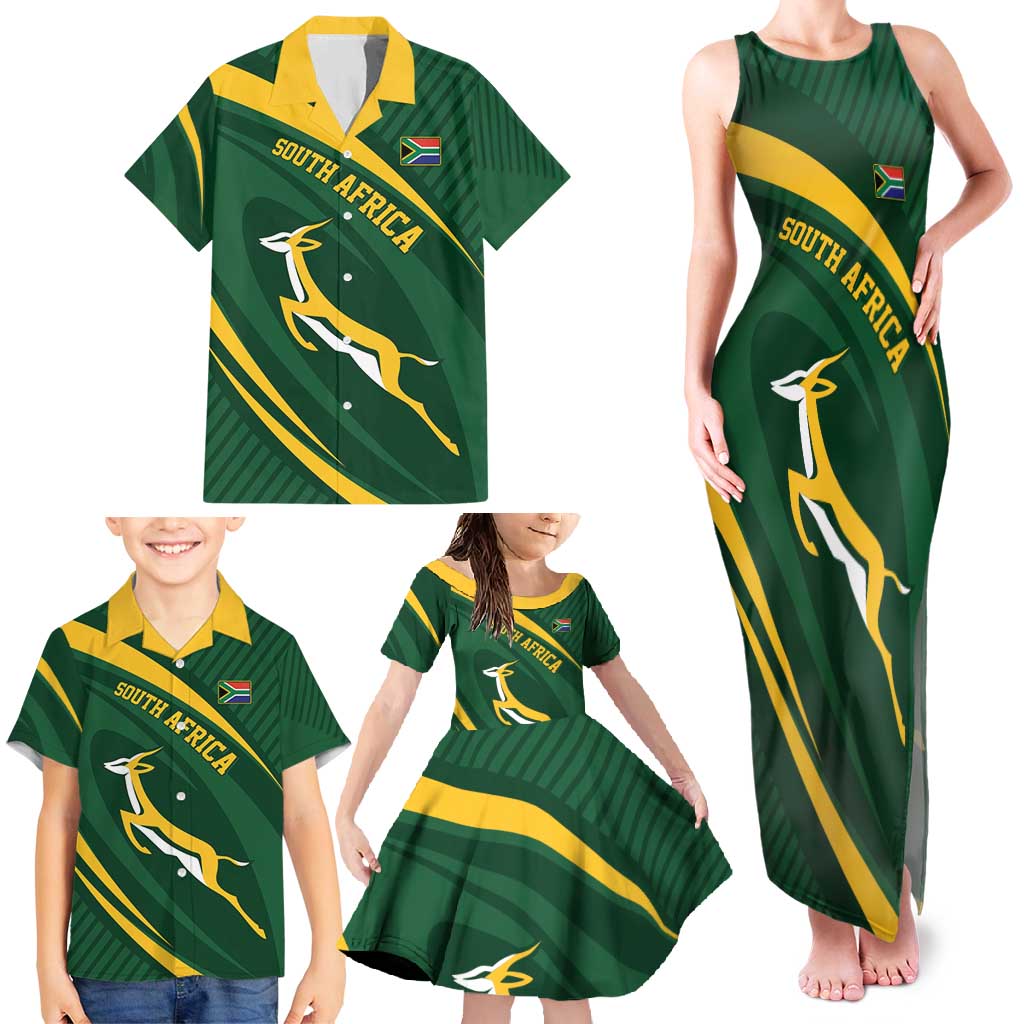 Personalized South Africa Rugby Bokke Family Matching Tank Maxi Dress and Hawaiian Shirt Minimalism Style
