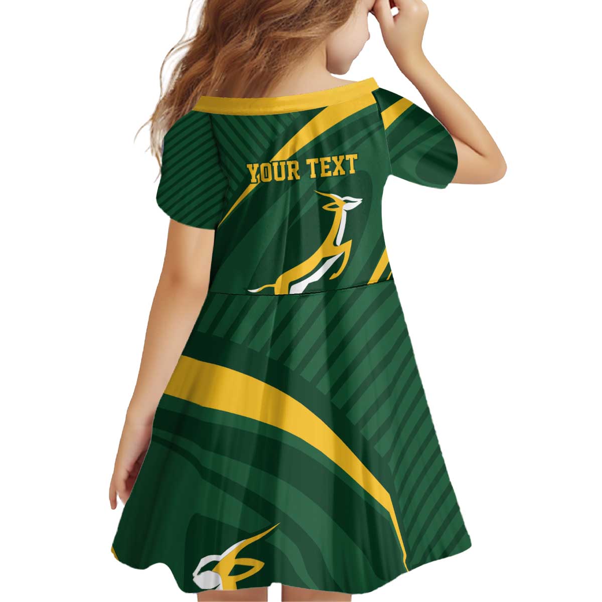Personalized South Africa Rugby Bokke Kid Short Sleeve Dress Minimalism Style