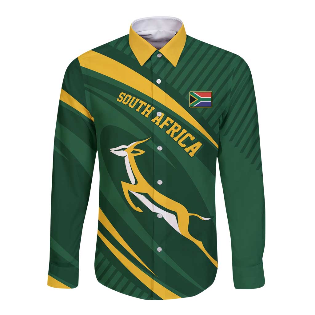 Personalized South Africa Rugby Bokke Long Sleeve Button Shirt Minimalism Style
