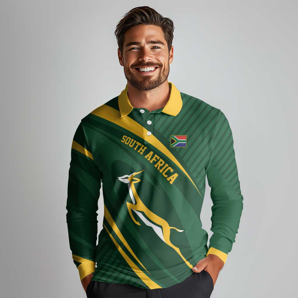 Personalized South Africa Rugby Bokke Long Sleeve Polo Shirt Minimalism Style