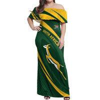 Personalized South Africa Rugby Bokke Off Shoulder Maxi Dress Minimalism Style