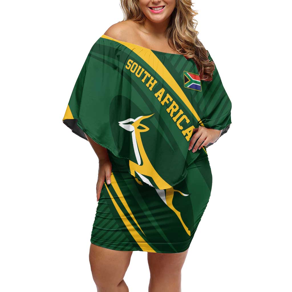 Personalized South Africa Rugby Bokke Off Shoulder Short Dress Minimalism Style