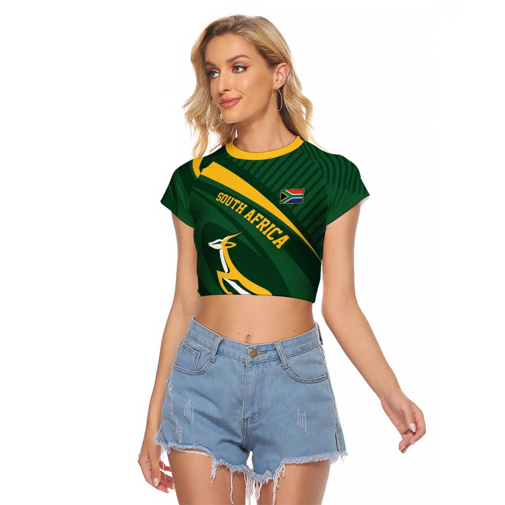 Personalized South Africa Rugby Bokke Raglan Cropped T Shirt Minimalism Style