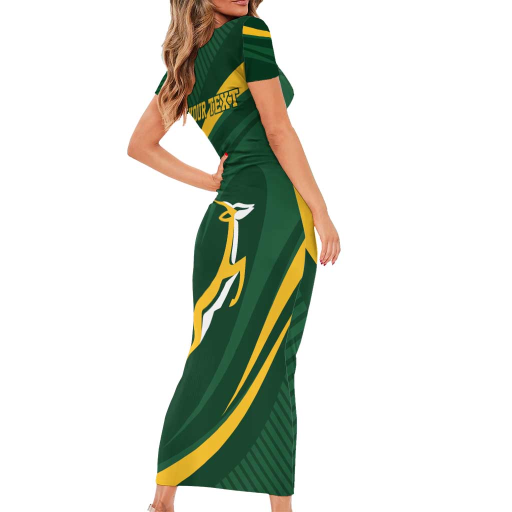 Personalized South Africa Rugby Bokke Short Sleeve Bodycon Dress Minimalism Style