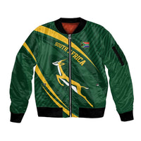Personalized South Africa Rugby Bokke Sleeve Zip Bomber Jacket Minimalism Style