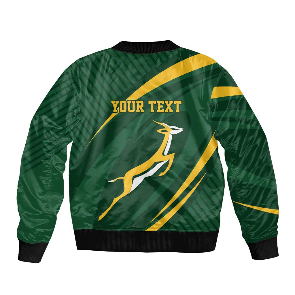Personalized South Africa Rugby Bokke Sleeve Zip Bomber Jacket Minimalism Style