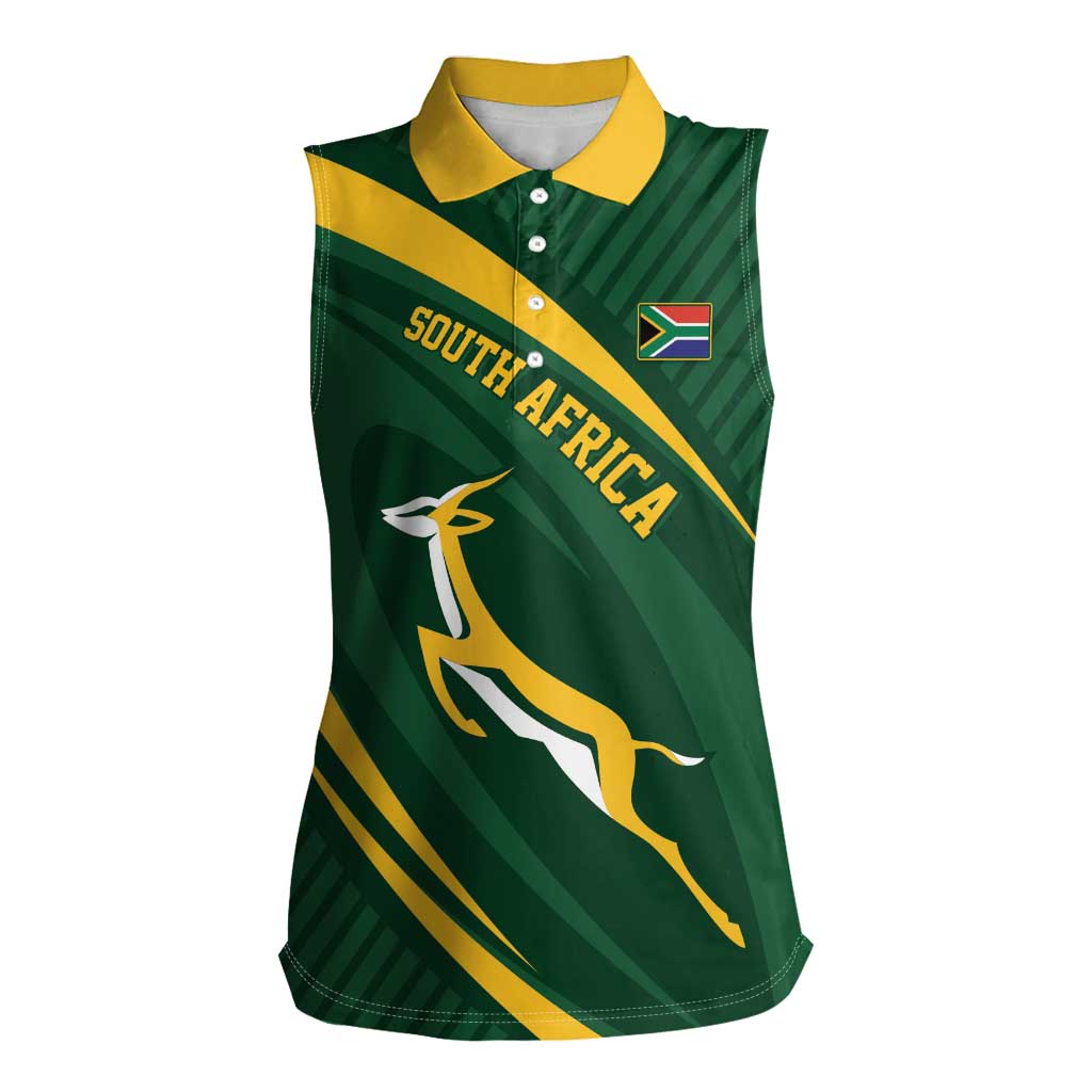 Personalized South Africa Rugby Bokke Women Sleeveless Polo Shirt Minimalism Style