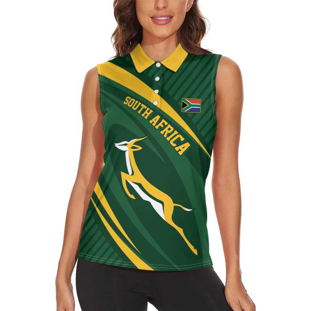 Personalized South Africa Rugby Bokke Women Sleeveless Polo Shirt Minimalism Style