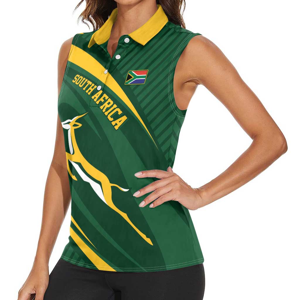Personalized South Africa Rugby Bokke Women Sleeveless Polo Shirt Minimalism Style